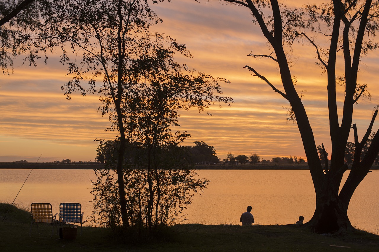 lake  sunset  picnic free photo