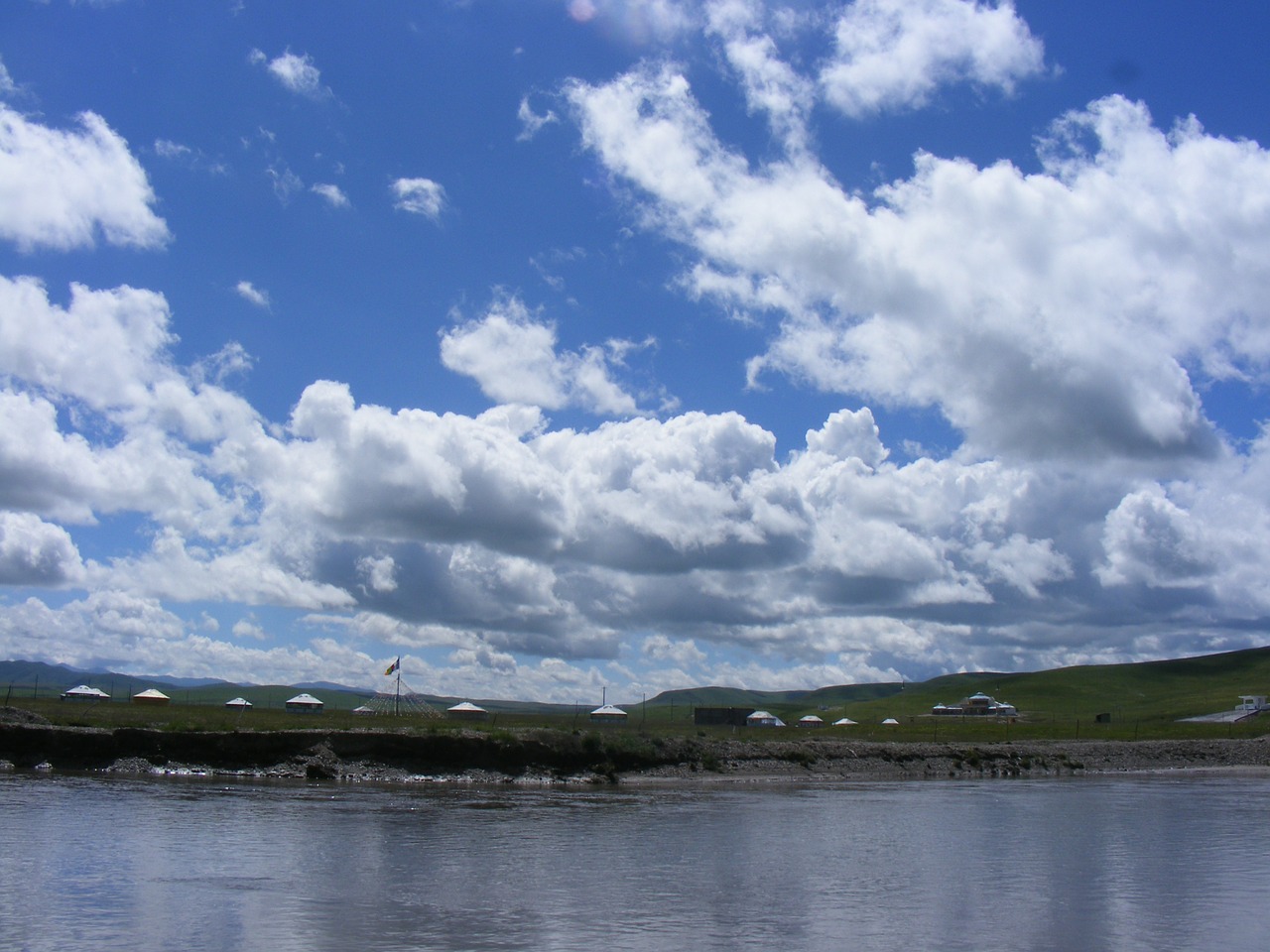 lake sky clouds free photo