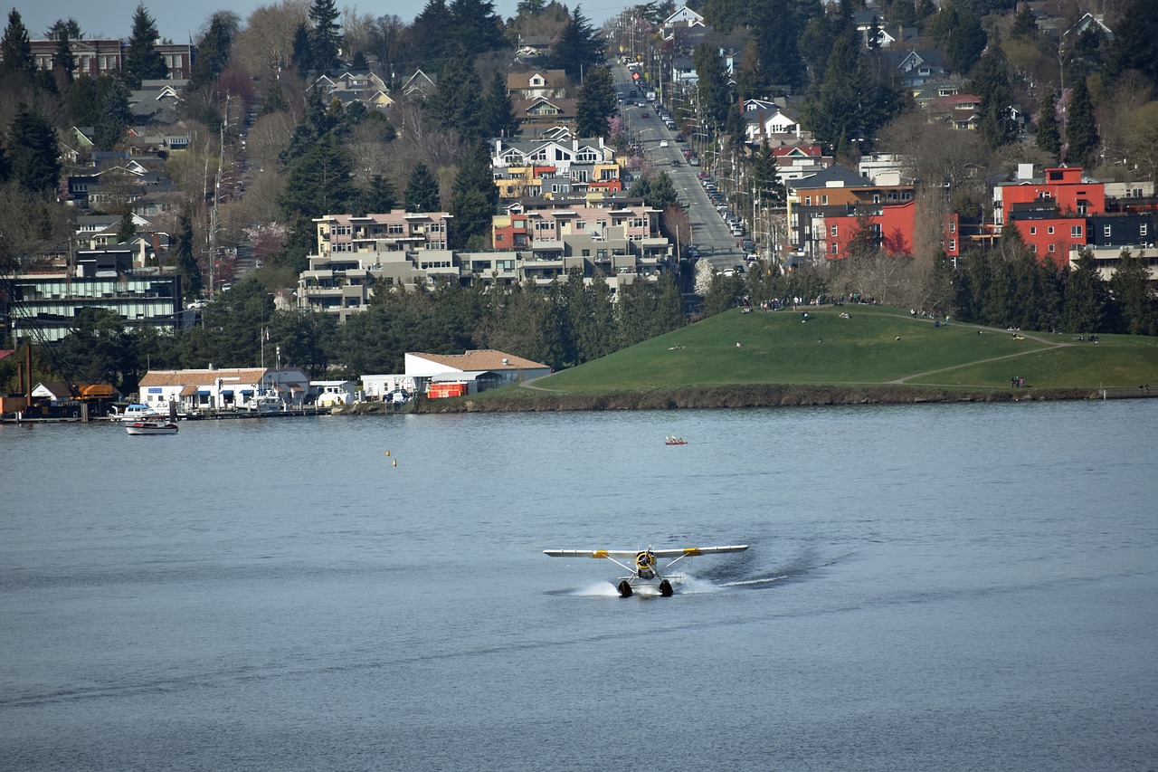 lake  boat  plane free photo