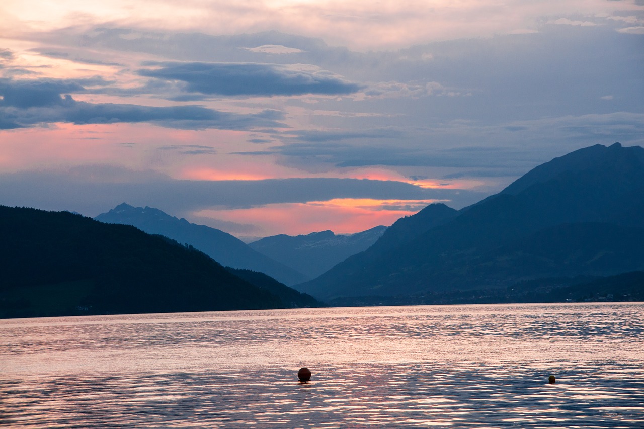 lake  sunset  sky free photo