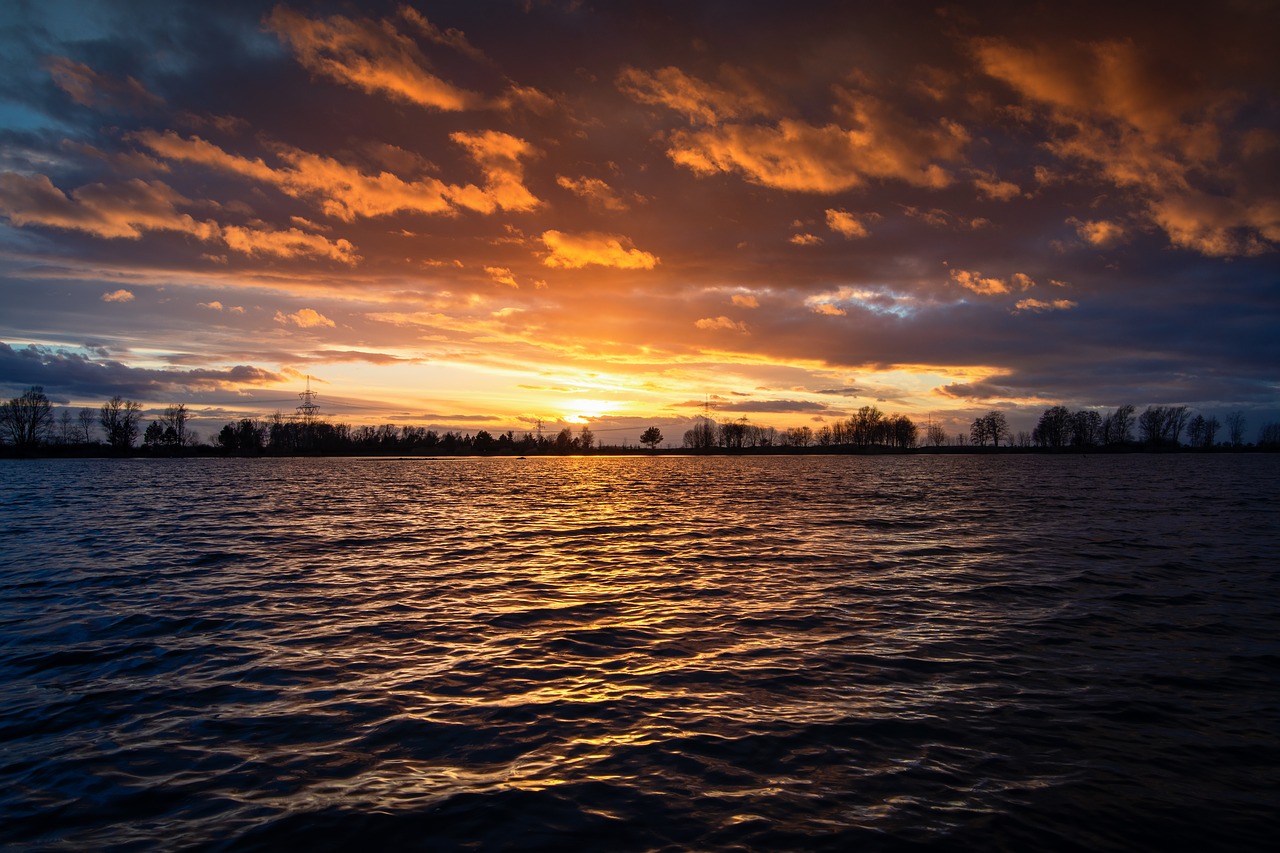 lake  sunset  sky free photo