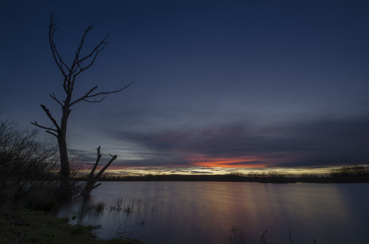 lake  afterglow  sunset free photo