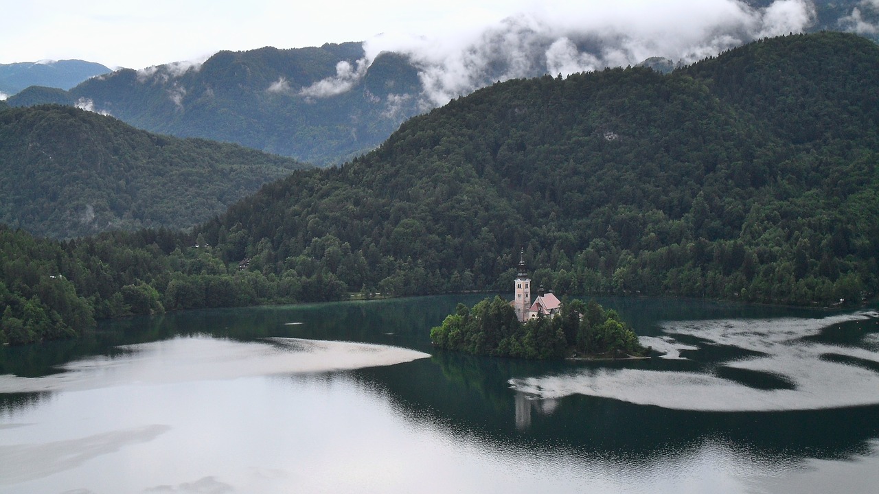 lake  bled  church free photo