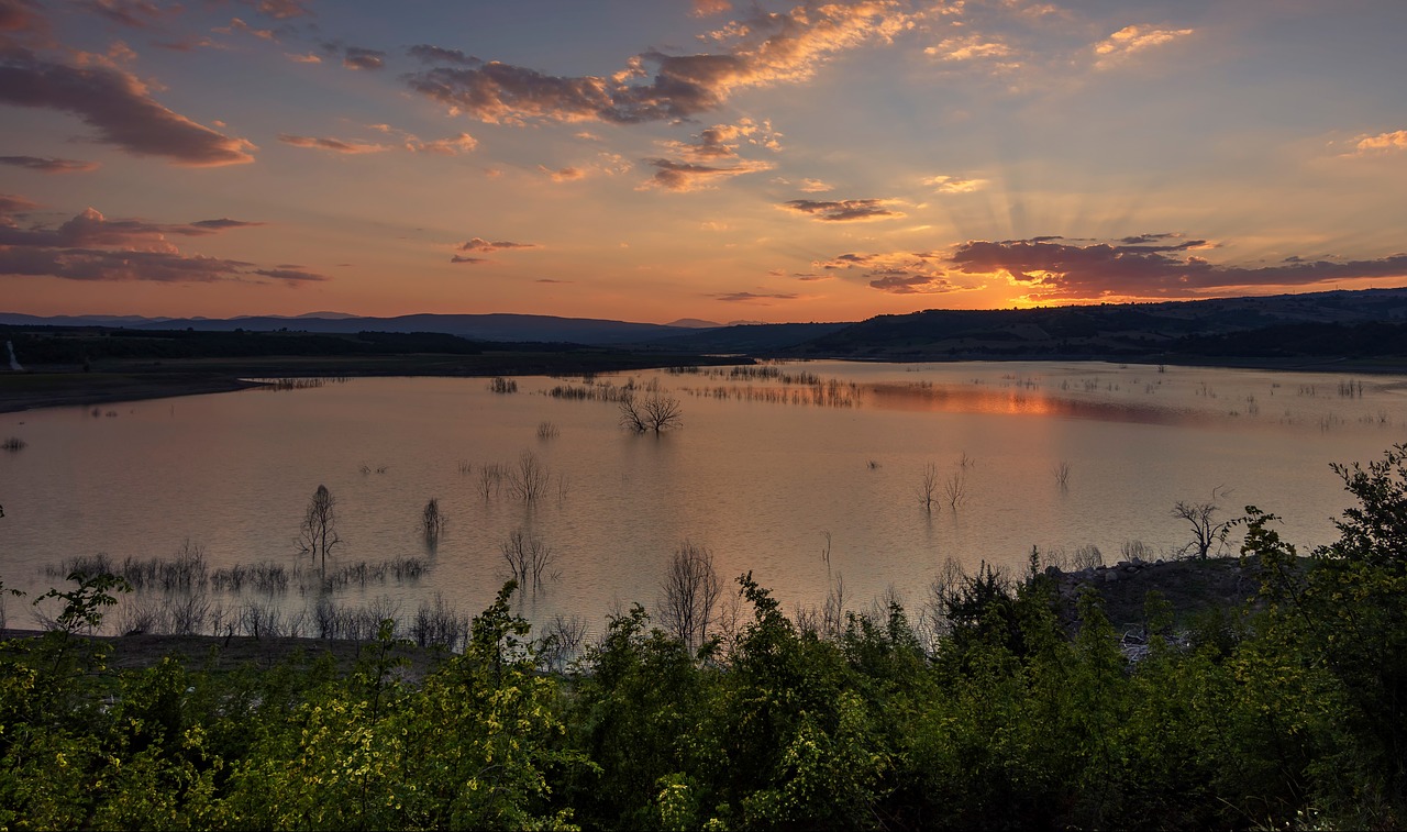 lake  sunset  water free photo