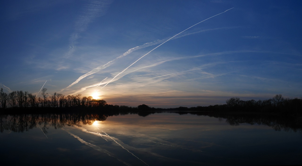 lake  sunset  sky free photo