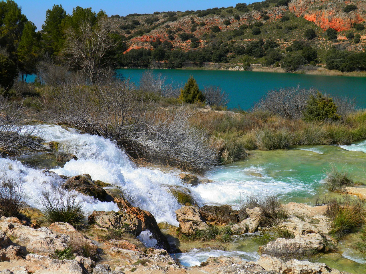 lake waterfall nature free photo