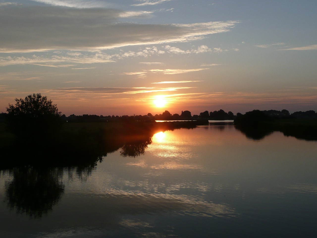 lake landscape sunset free photo