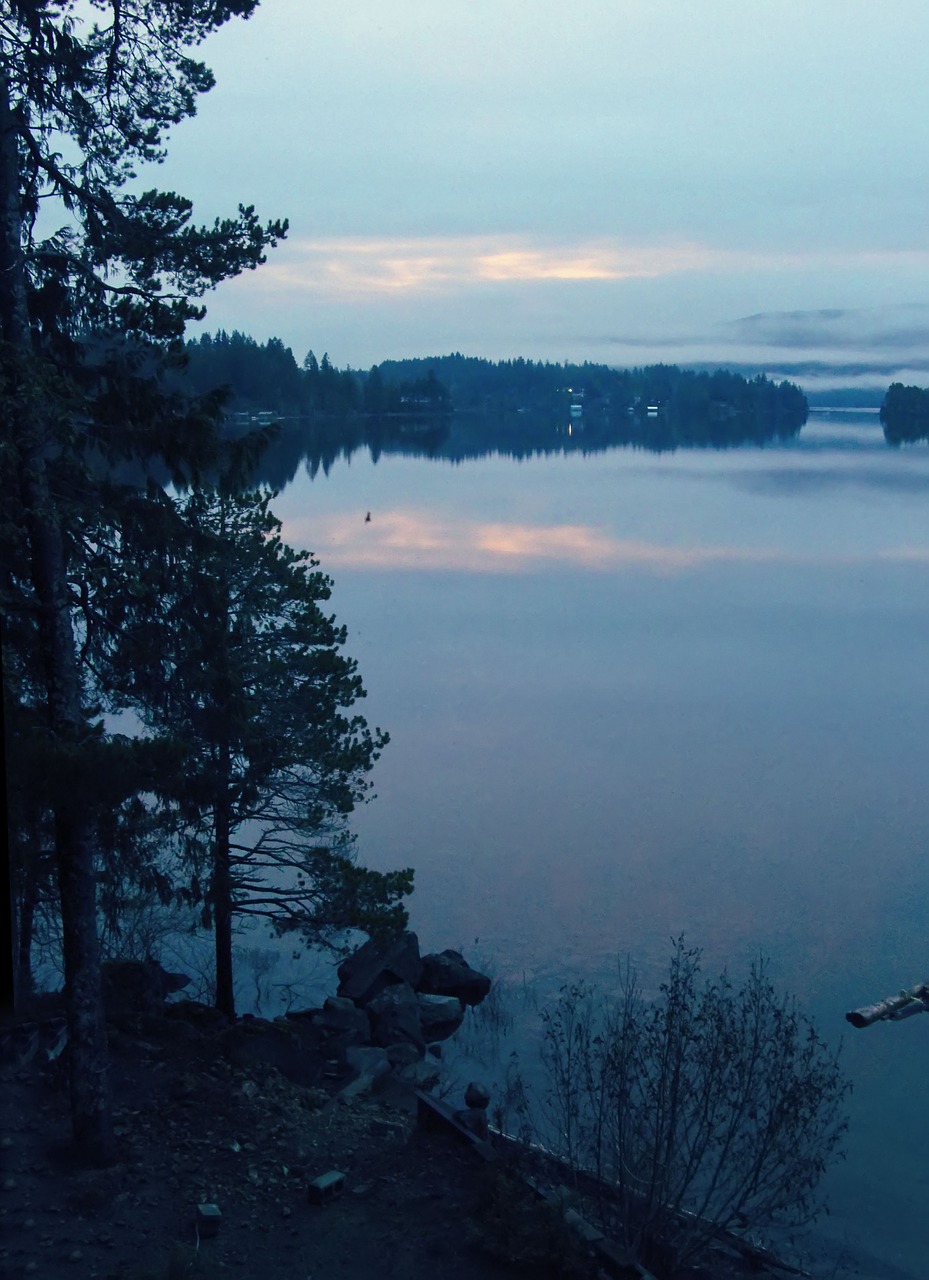 lake sunrise reflections free photo