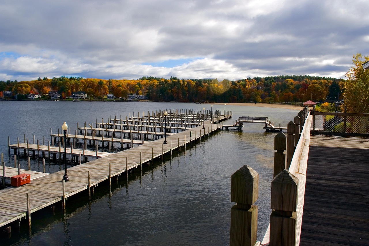 lake dock foliage free photo