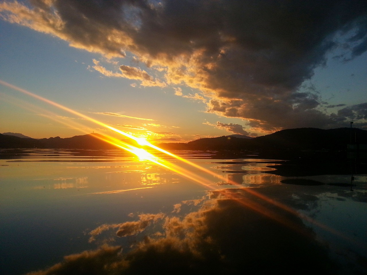 lake sunset abendstimmung free photo