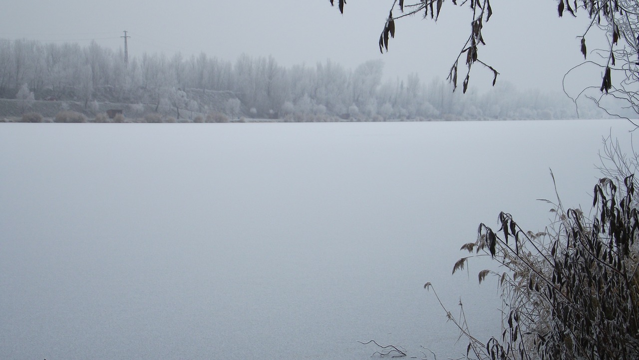 lake winter landscape ice free photo