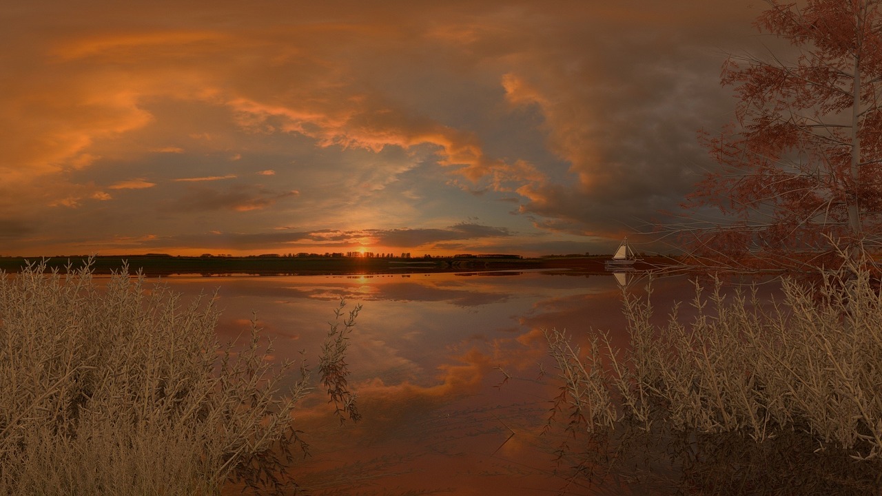 lake sunset nature free photo