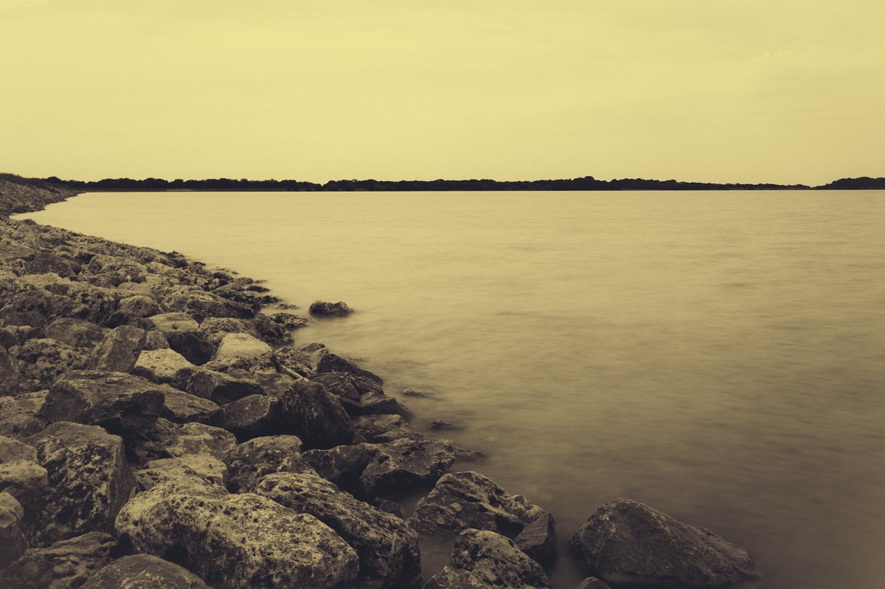 lake water rocks free photo