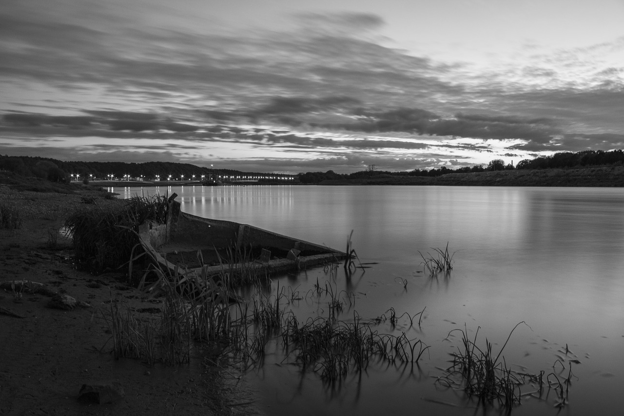 lake water black and white free photo