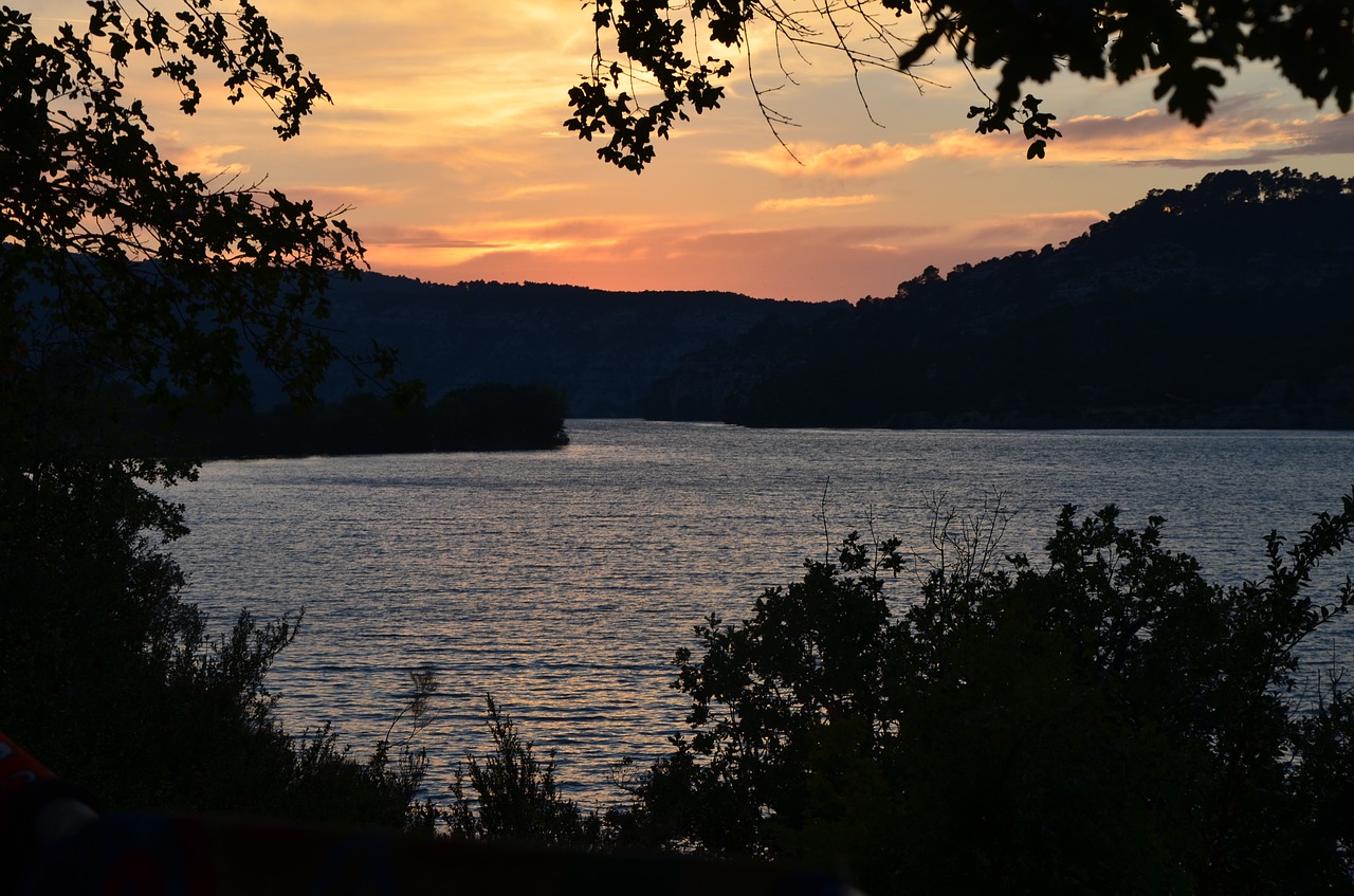 lake evening sun sunset free photo