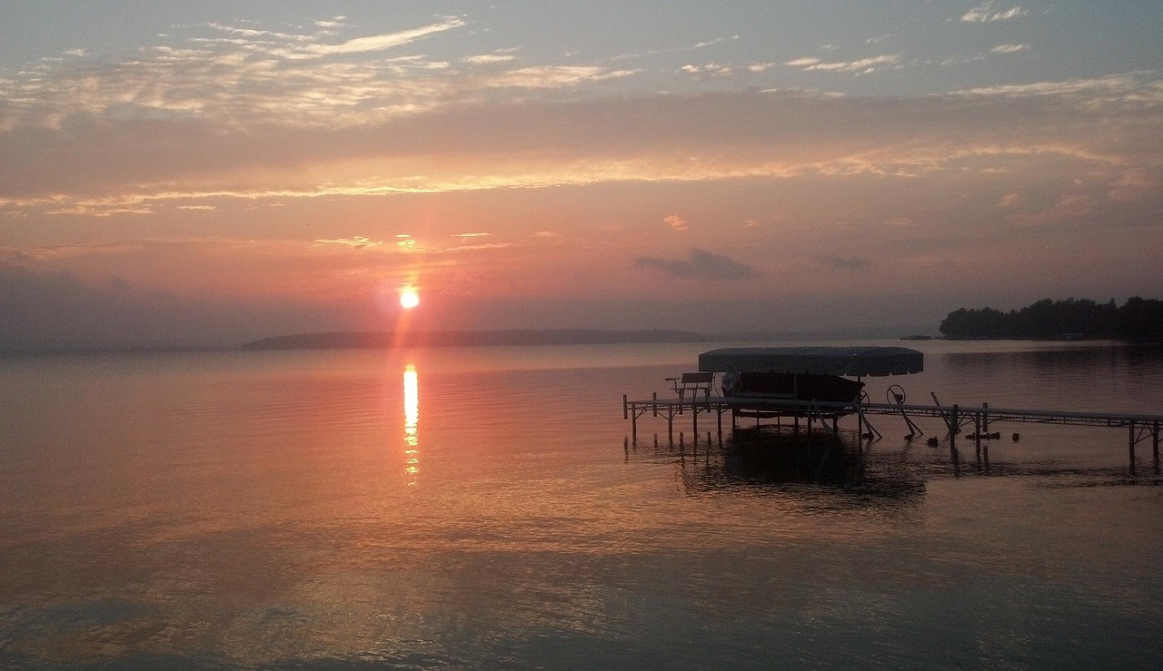 lake mist sunset free photo