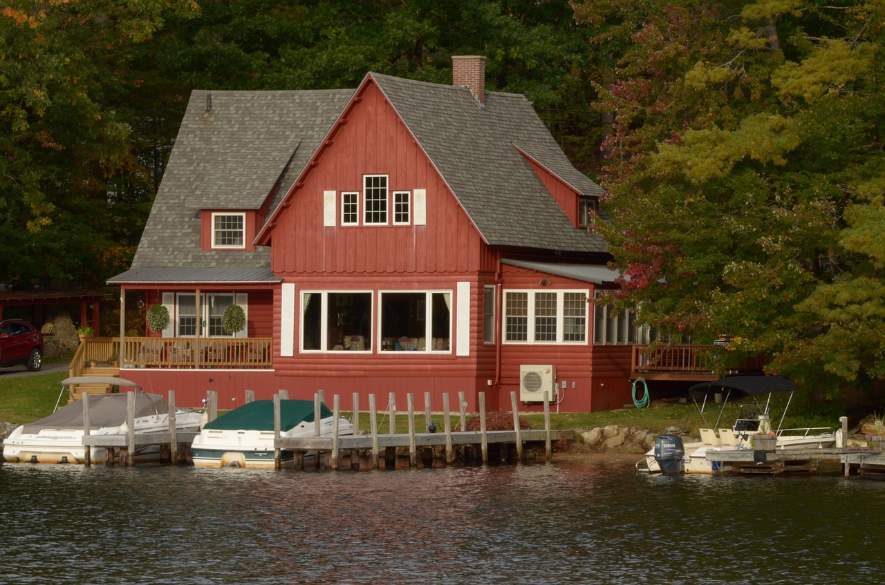 country house wooden house lake free photo