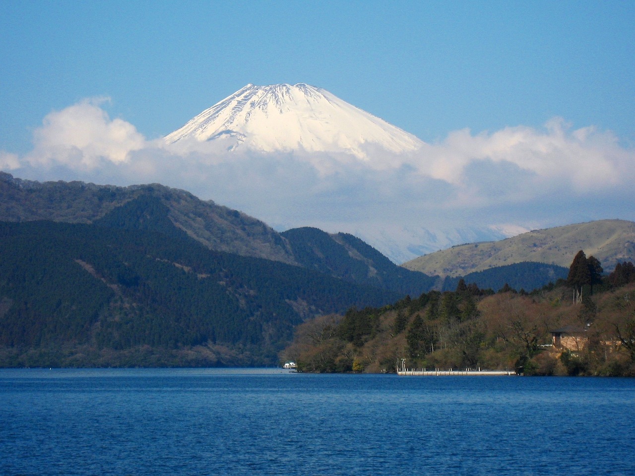 lake ashi mt fuji kanagawa japan free photo