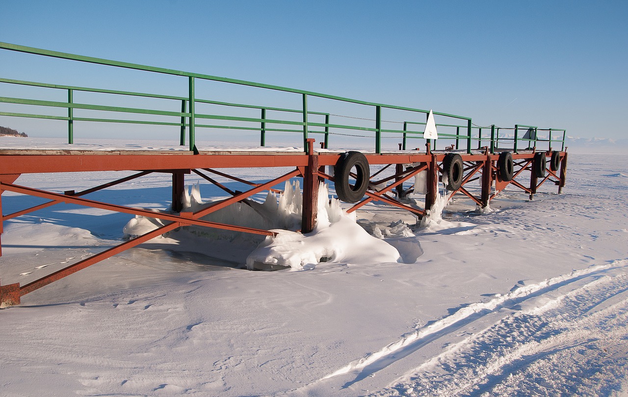 lake baikal wharf frozen lake free photo