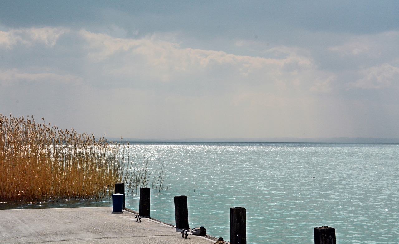 lake balaton water clouds free photo