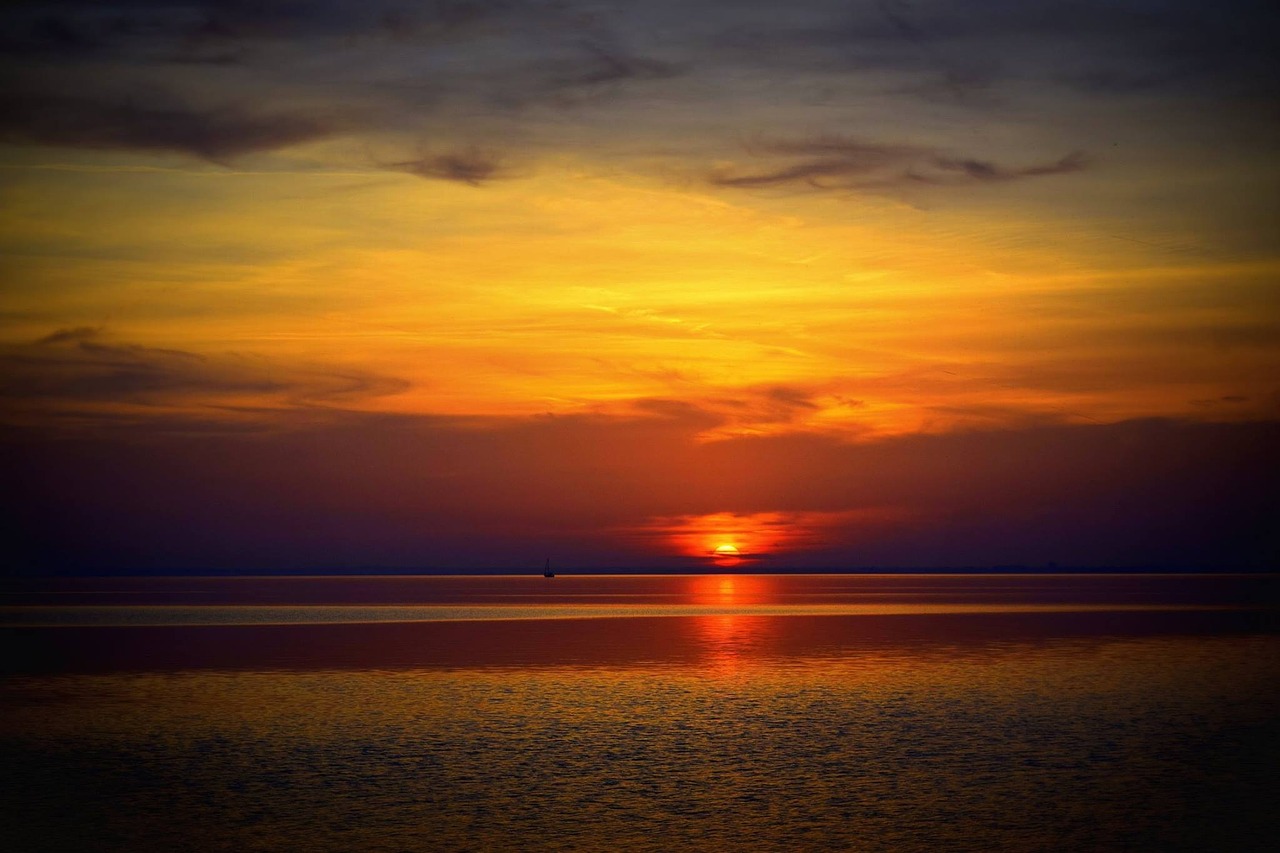 lake balaton sunset in the evening free photo