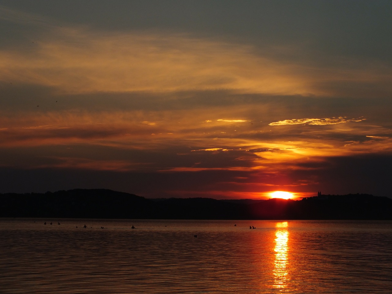 lake balaton sunset tihany peninsula free photo