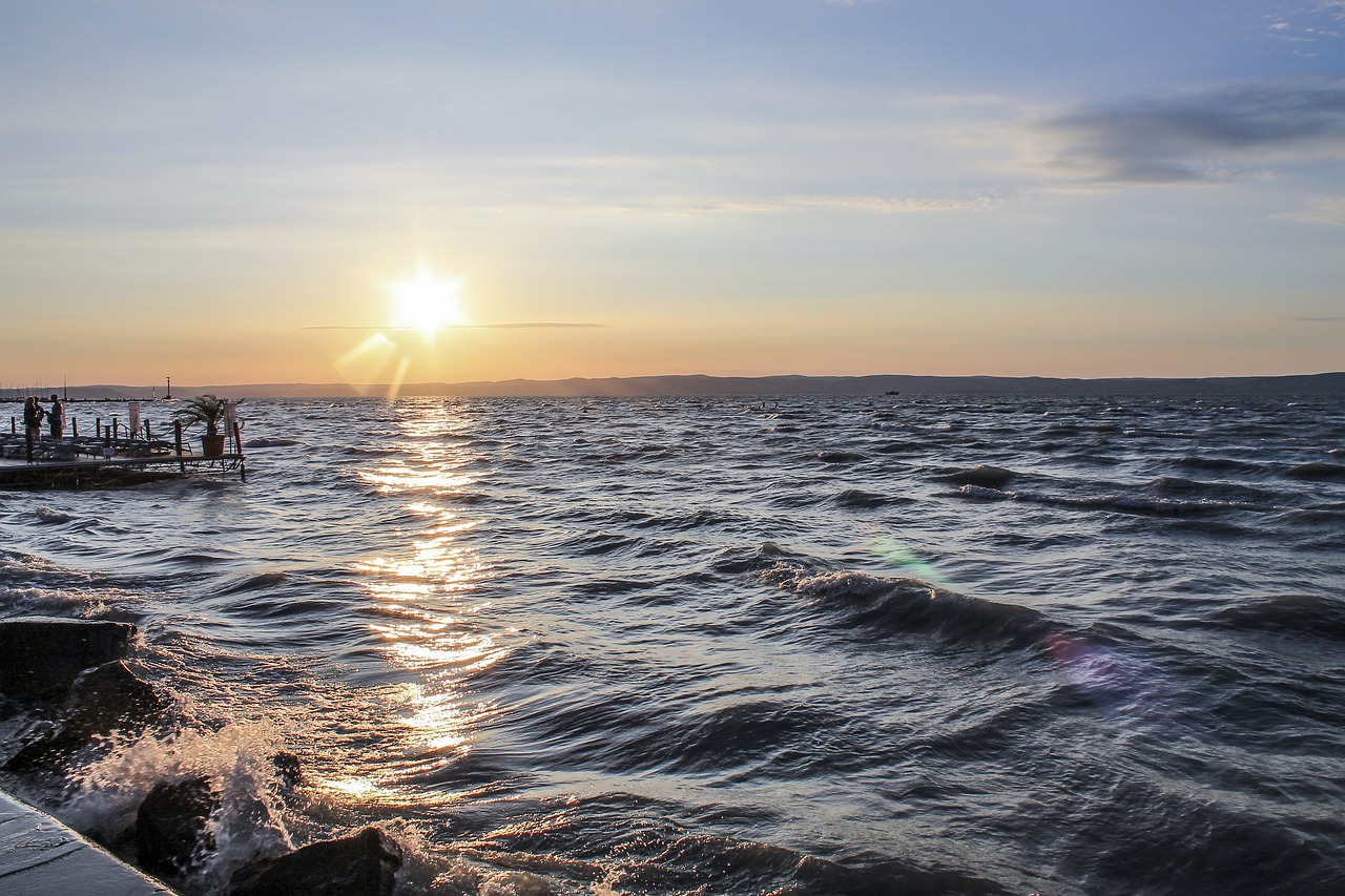 lake balaton siófok sunset free photo