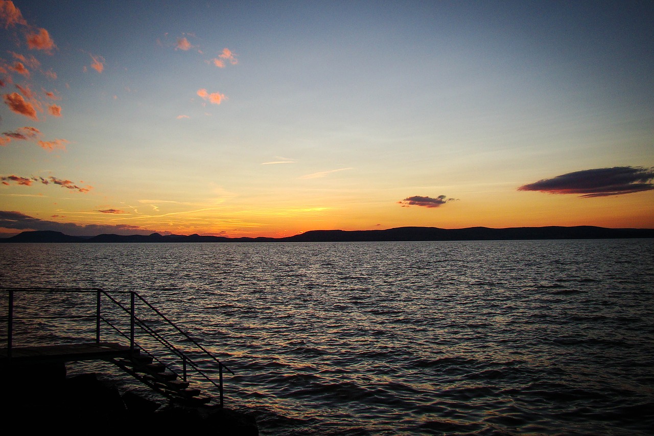 lake balaton siófok sunset free photo