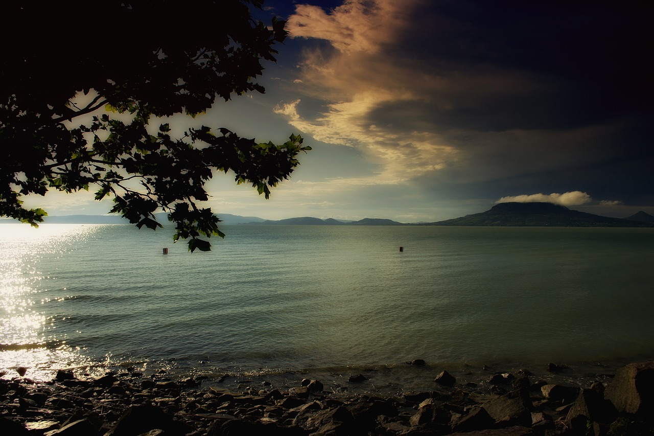 lake balaton  clouds  water free photo