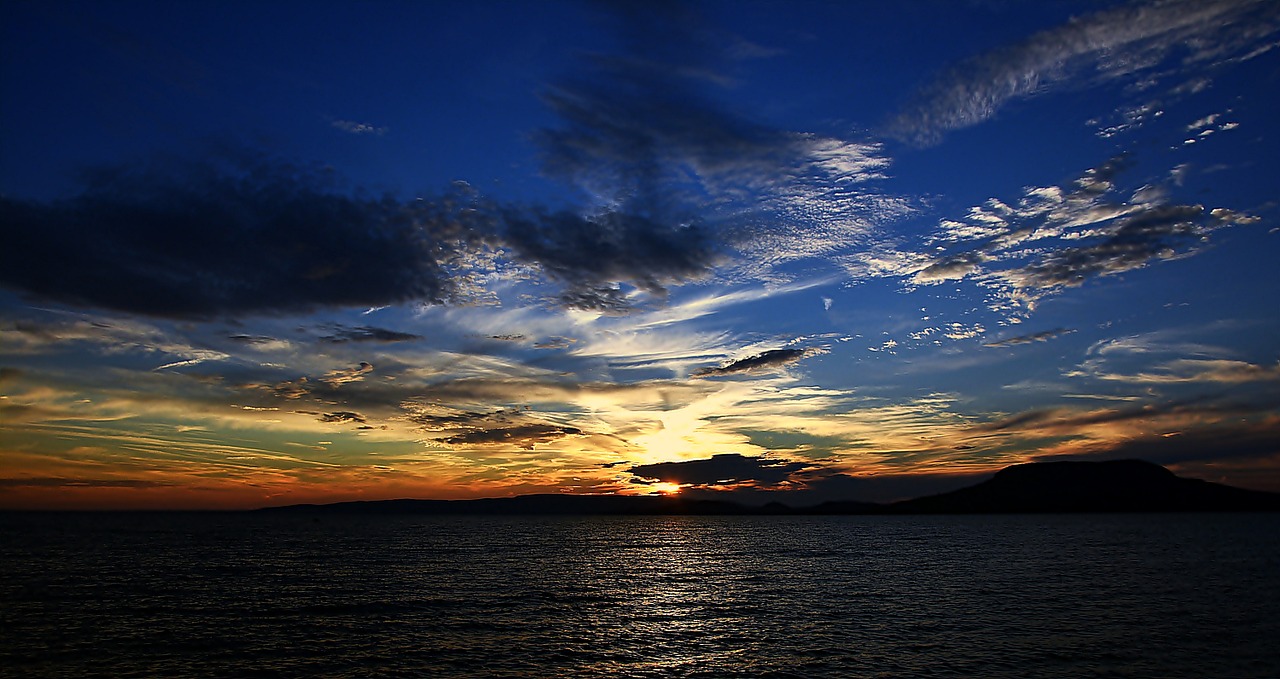 lake balaton sunset nature free photo