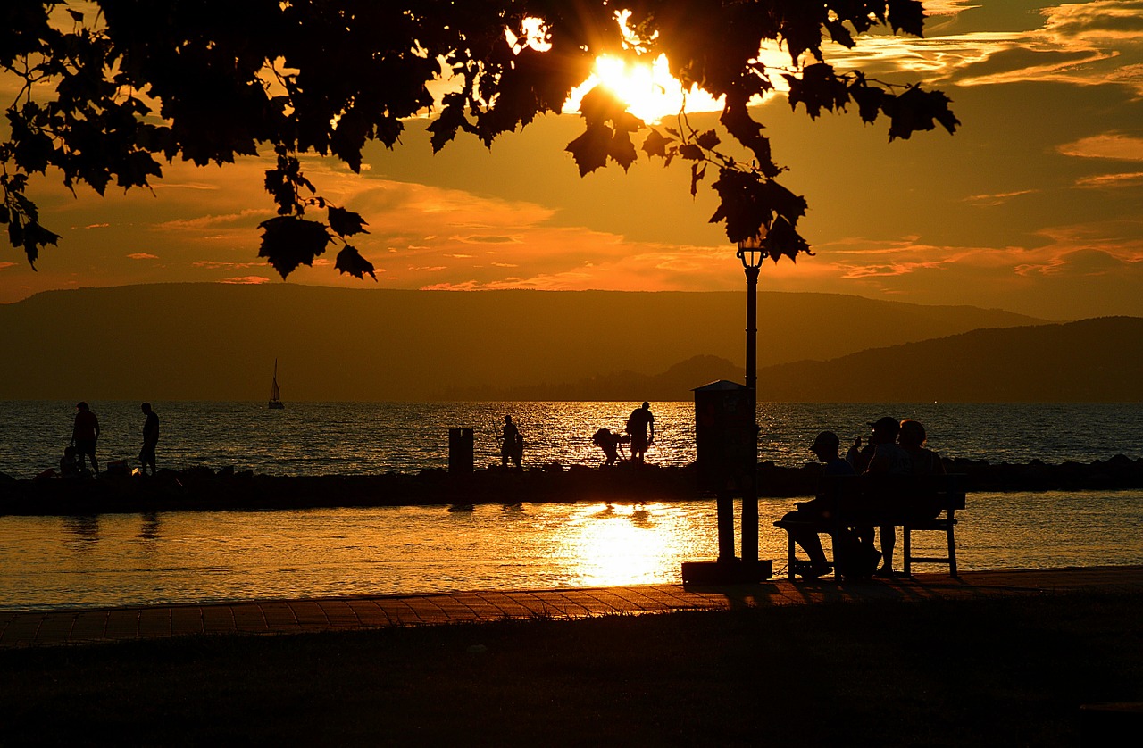 lake balaton sunset nature free photo