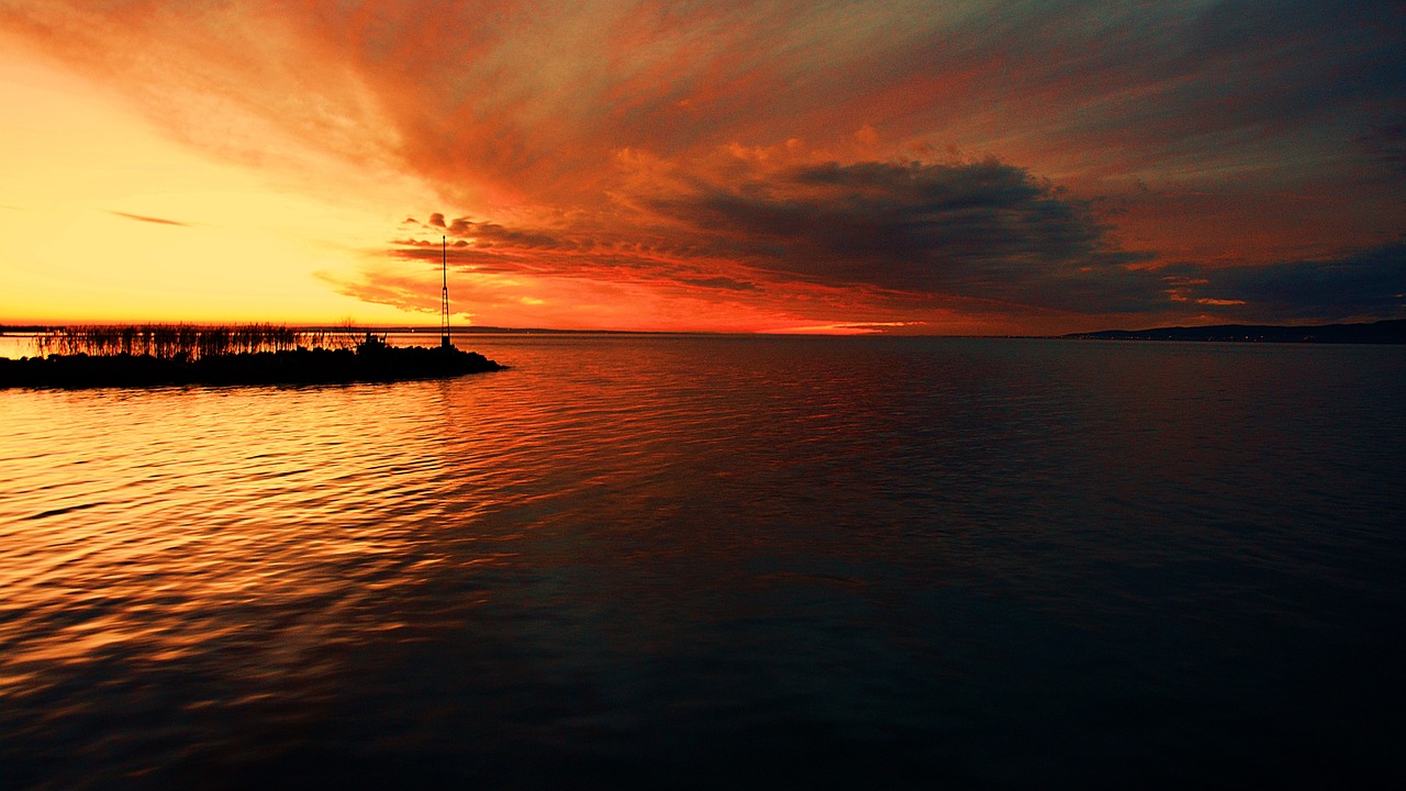 lake balaton sunset colors free photo