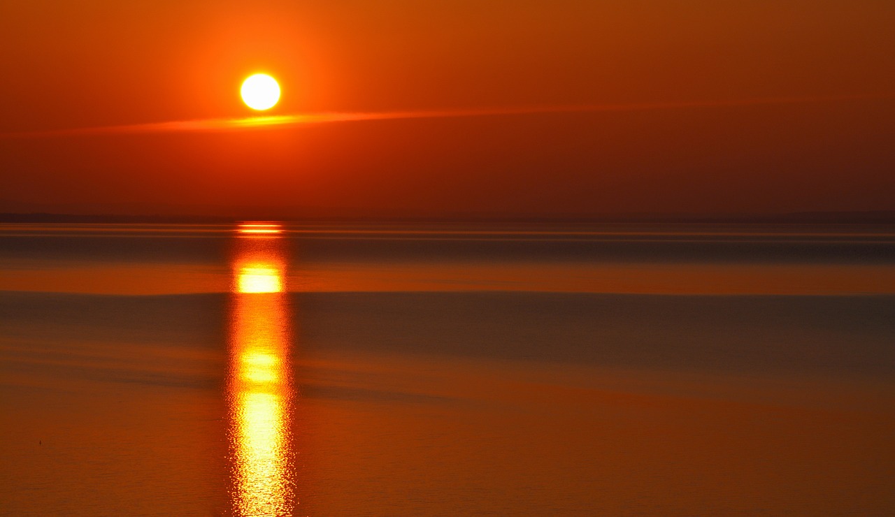 lake balaton sunset nightfall free photo