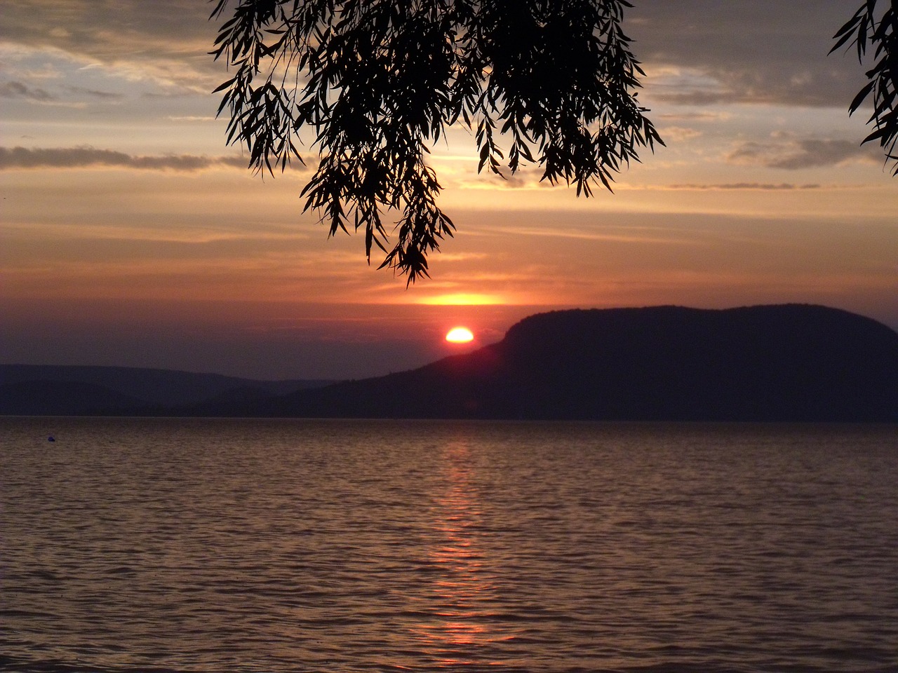 lake balaton sunset badacsony free photo