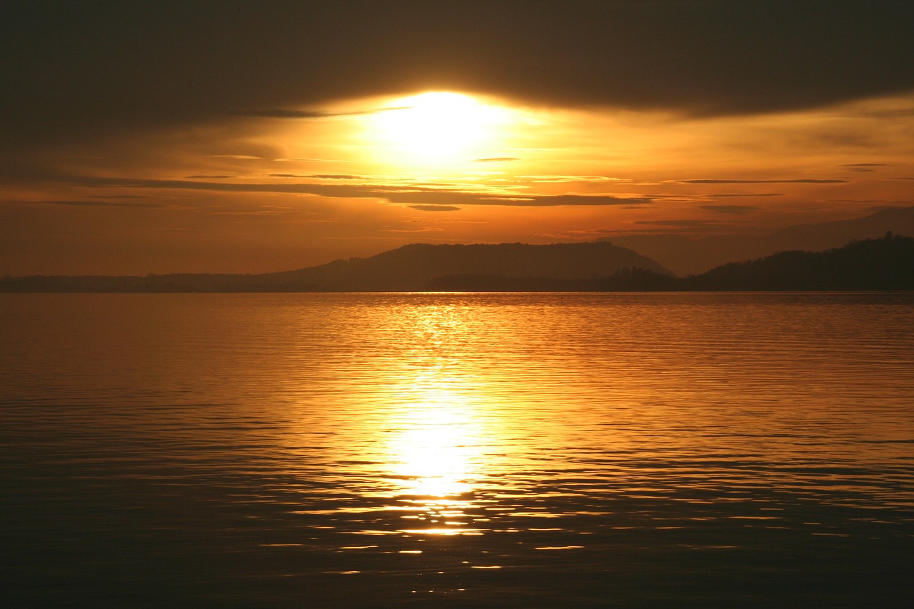lake biel evening sunset free photo