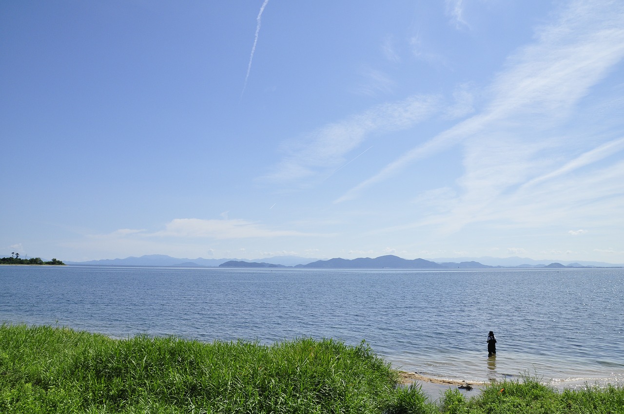 lake biwa lake biwa in shiga station biwa lake in september free photo