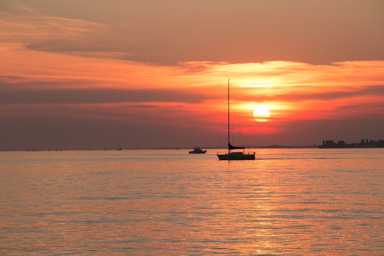 lake constance sailboat sunset water free photo