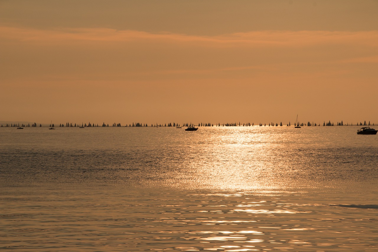 lake constance sailboat sunset water free photo