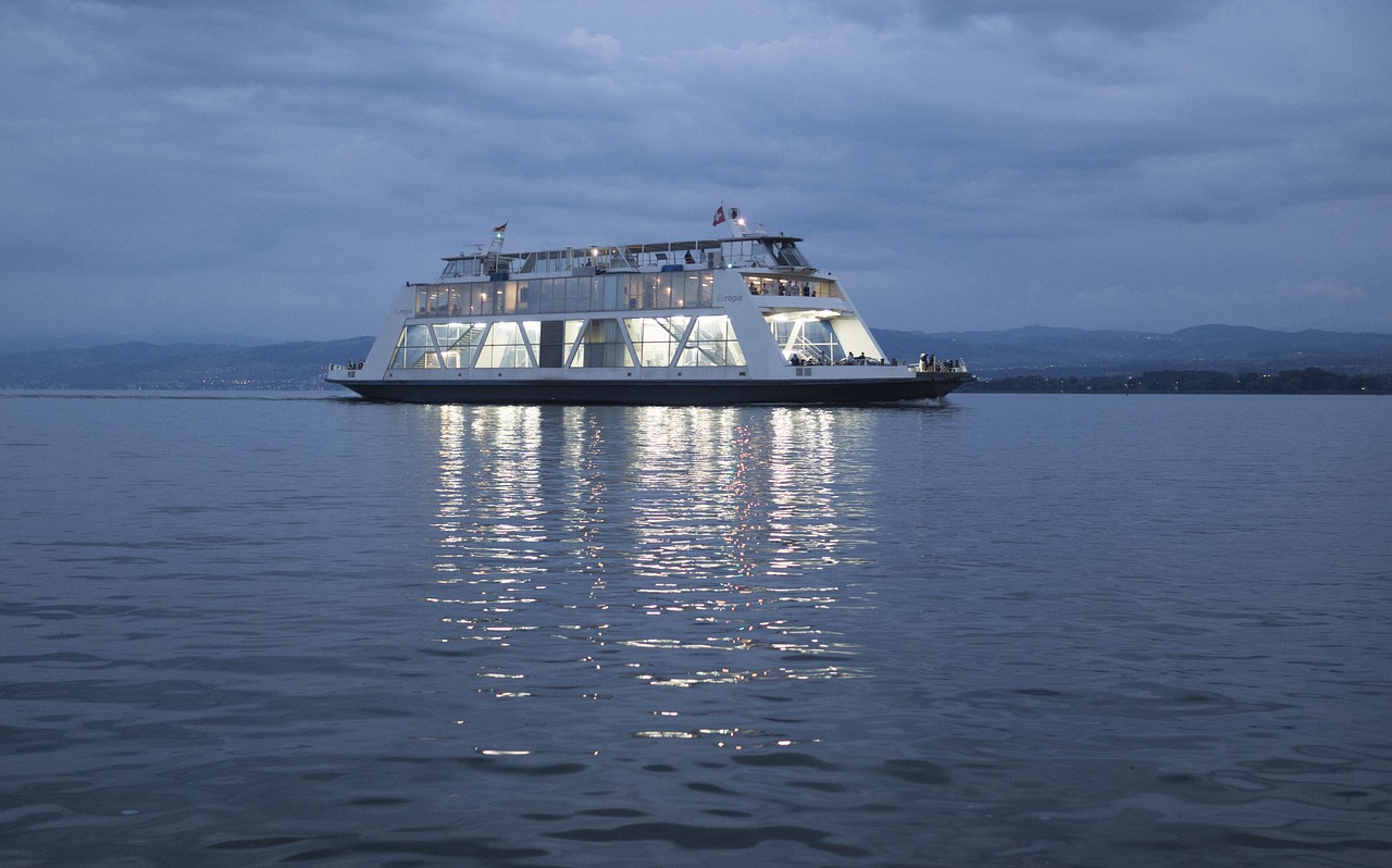 lake constance evening car ferry free photo