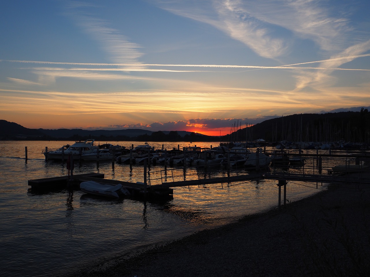 lake constance afterglow sunset free photo