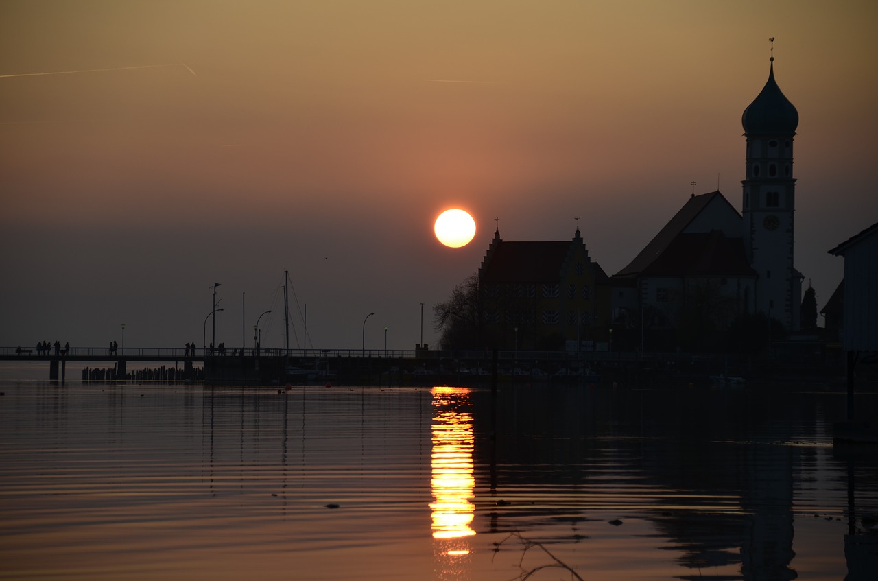 lake constance sun sunset free photo