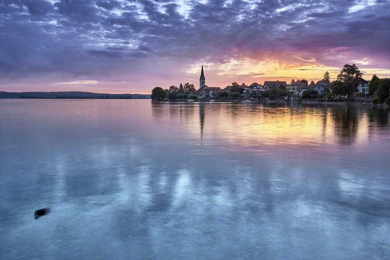 lake constance morning sunrise free photo