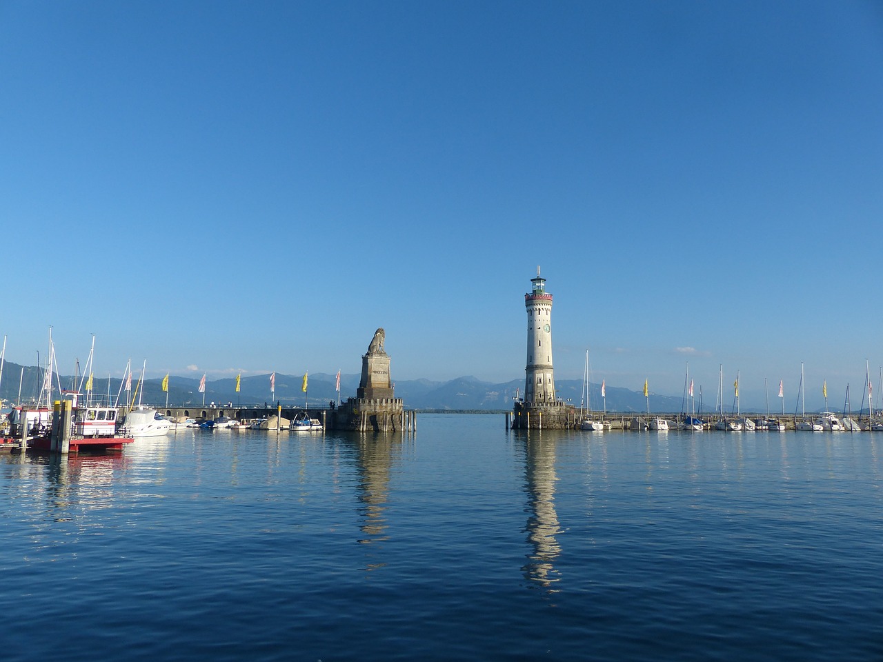 lake constance harbour entrance lindau free photo