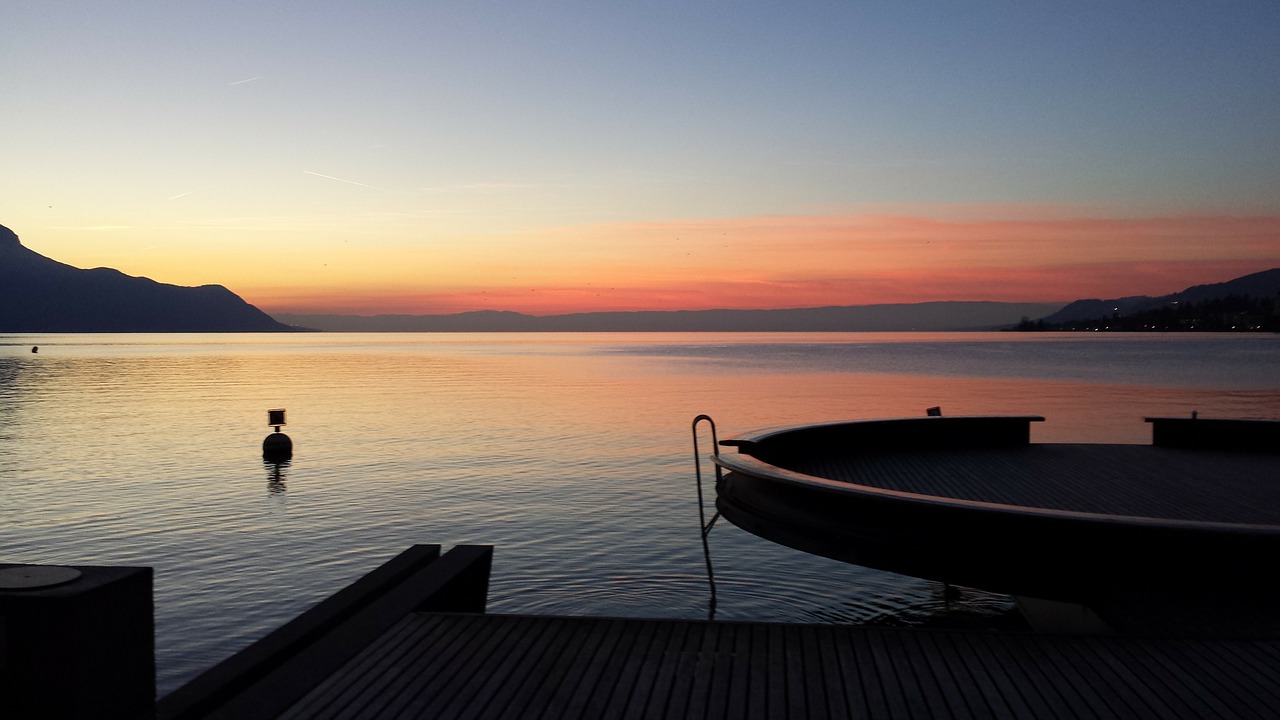 lake geneva sunset winters free photo