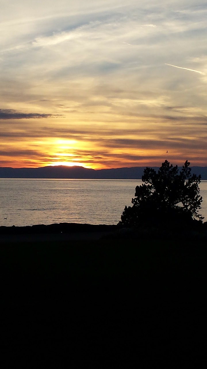 lake geneva sunset winters free photo