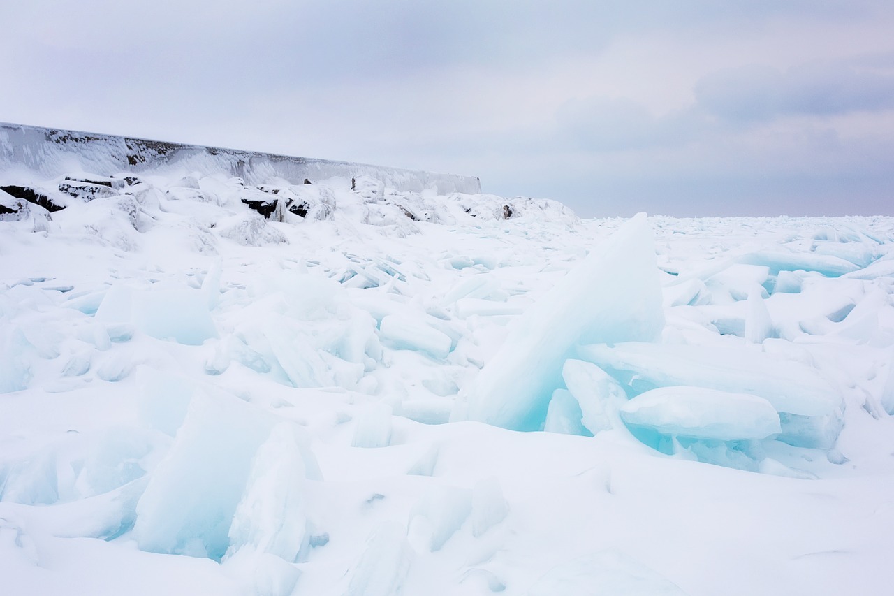 lake huron frozen ice free photo