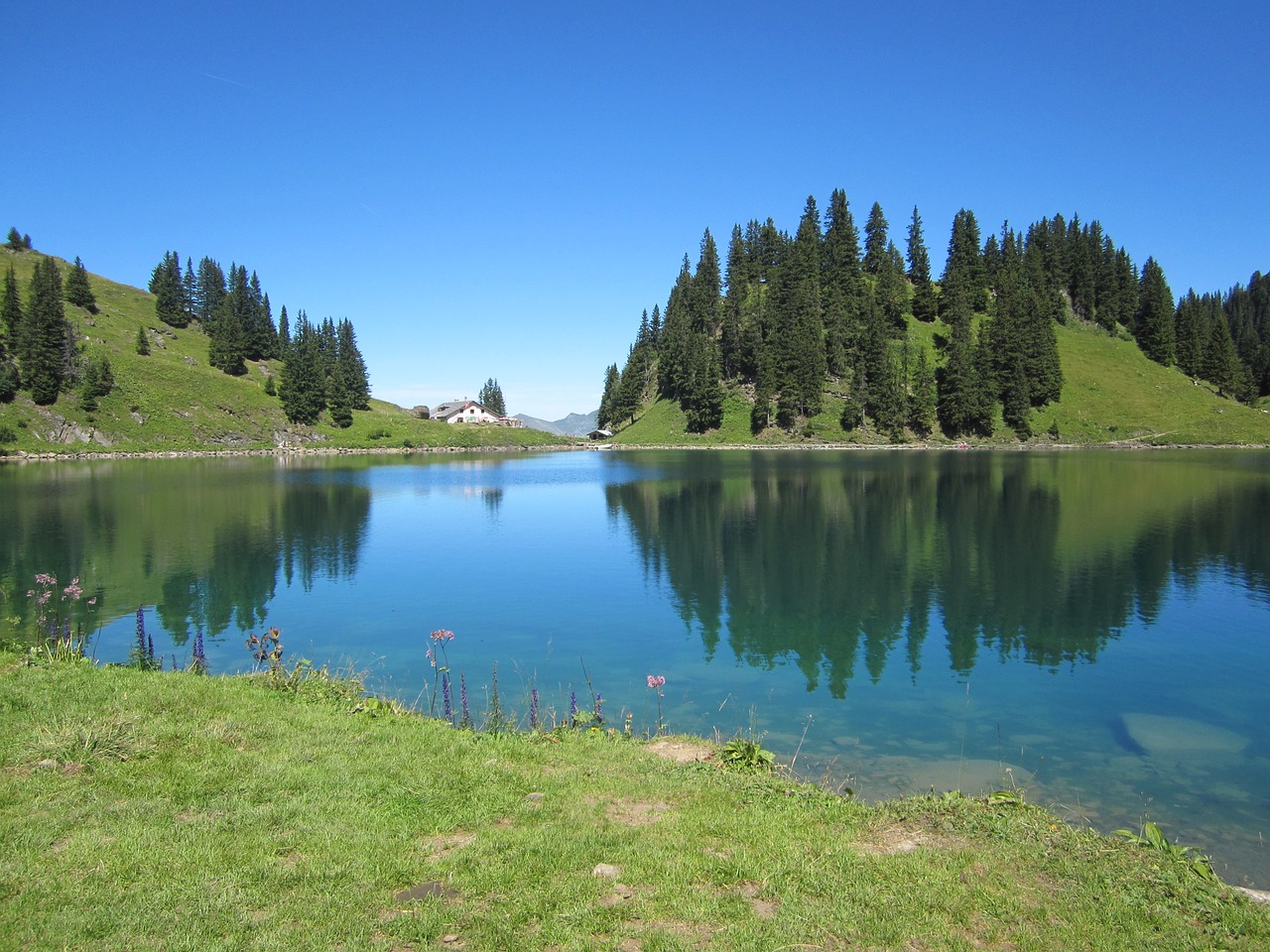 lake lioson lake mountains free photo