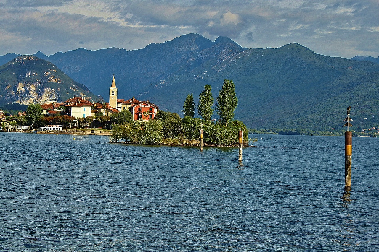 lake maggiore landscape island free photo