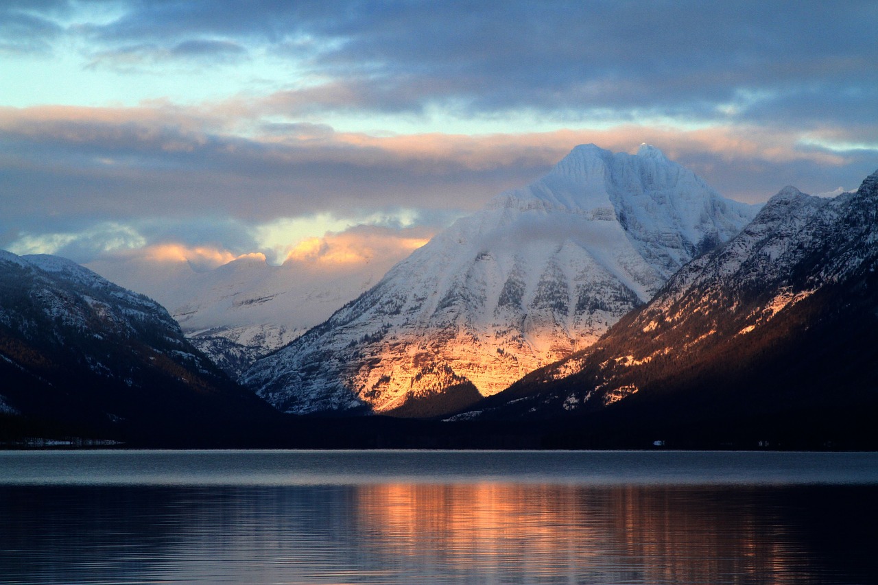 lake mcdonald sunset evening free photo