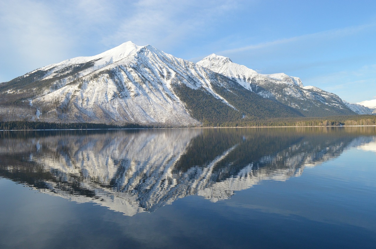 lake mcdonald landscape reflection free photo